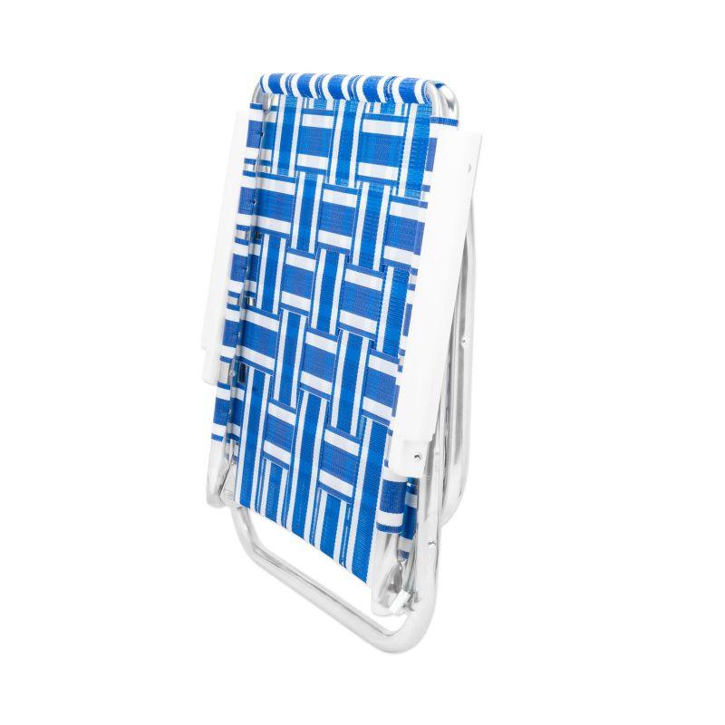 Blue and White High Back Aluminum Beach Chair with Arms