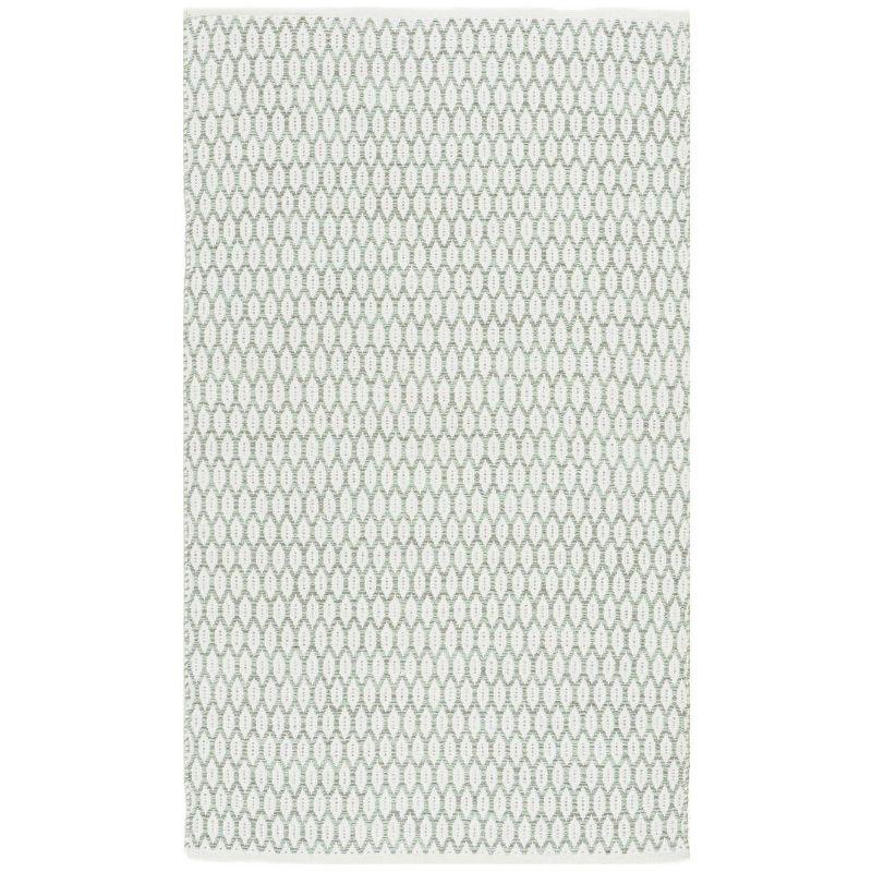 Coastal Charm Light Green & Ivory Hand-Woven Wool-Cotton Rug - 3' x 5'