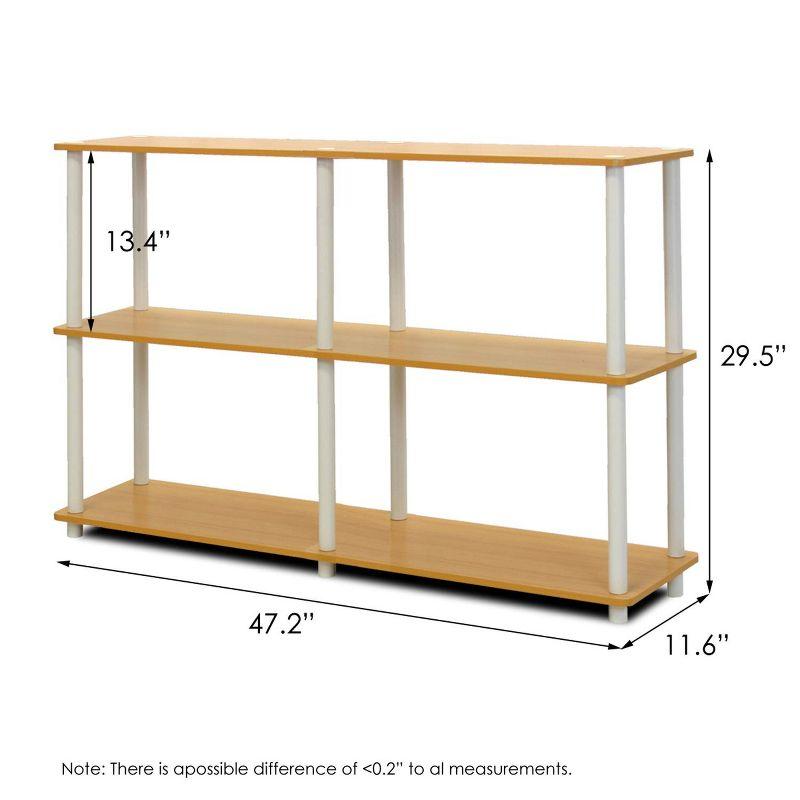 Furinno 3-Tier Double Size Open Bookcase Floor Standing Storage Shelves Display Rack,Beech/White