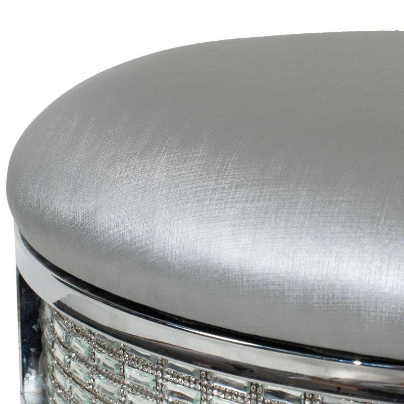 18" Venice Metal Backless Vanity Stool with Faux Diamond Band Silver - Hillsdale Furniture: Chrome Bun Feet, Polyester Upholstery