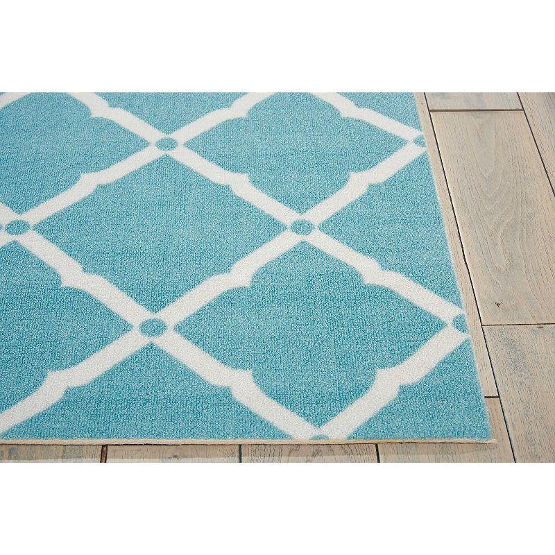 Aqua Floral Bliss 5' x 7' Synthetic Indoor/Outdoor Area Rug