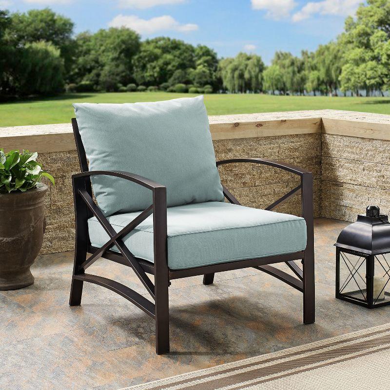 Kaplan Outdoor Arm Chair Mist - Crosley: Steel Frame, Weather-Resistant Patio Furniture with Cushions