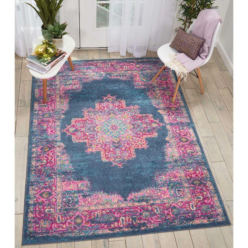 Nourison Passion Medallion Bohemian Indoor Rug Blue 5'3" x 7'3"