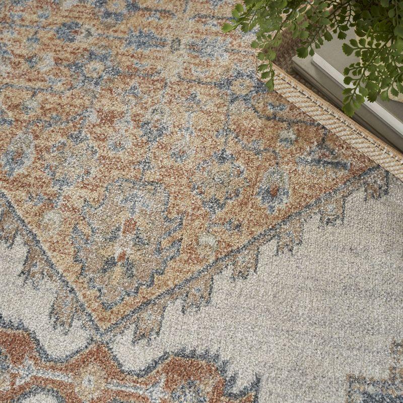 Grey and Gold 4' x 6' Medallion Washable Area Rug