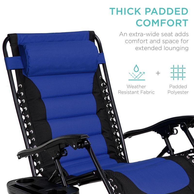 Oversized Zero Gravity Beach Lounger with Side Tray in Blue