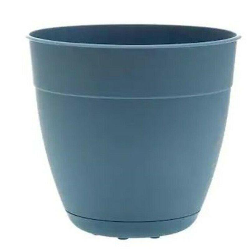 Ocean Blue Round Self-Watering Plastic Planter with Saucer