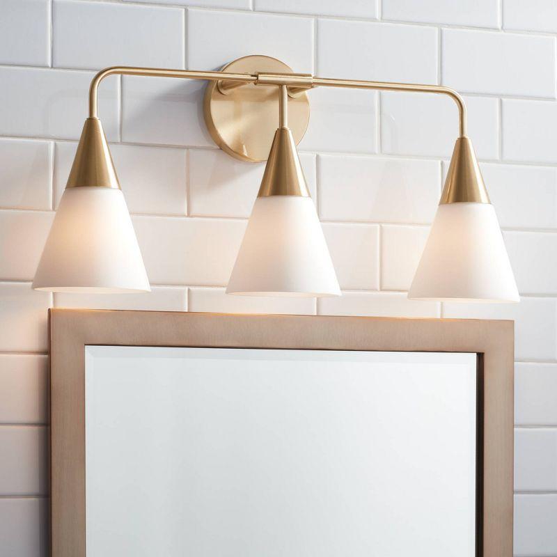 Possini Euro Design Possini Euro Amie 22" 3-Light Warm Brass and Opal Glass Bath Light