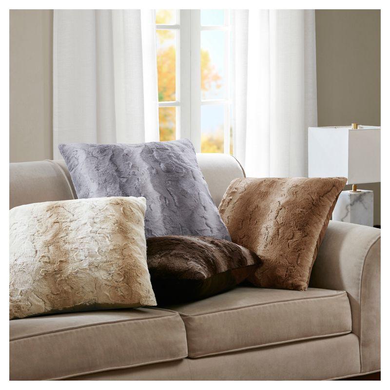 Madison Park Faux Fur Striped Throw Pillow