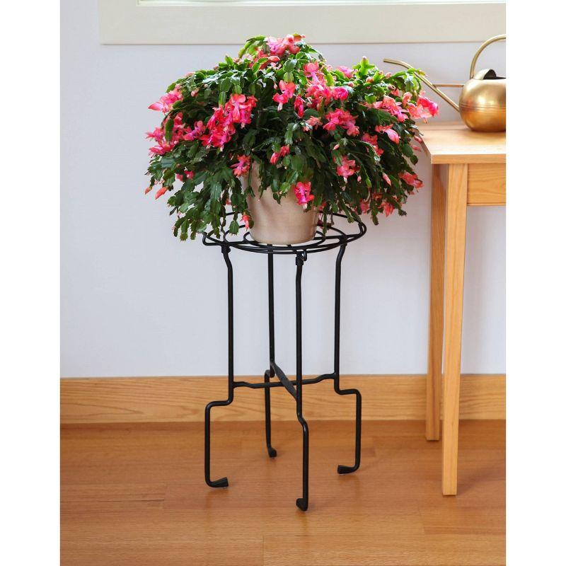 23.5" Plant Stand Catalina Black Wrought Iron with Powder Coated Finish - ACHLA Designs: Freestanding, No Assembly Required