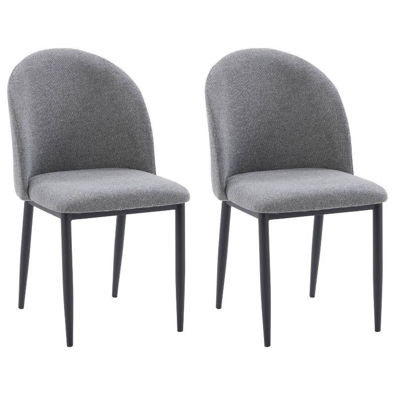 Nash Side Chair with Black Legs Gray - CorLiving: Mid-Century Design, Chenille Upholstery, Foam Support
