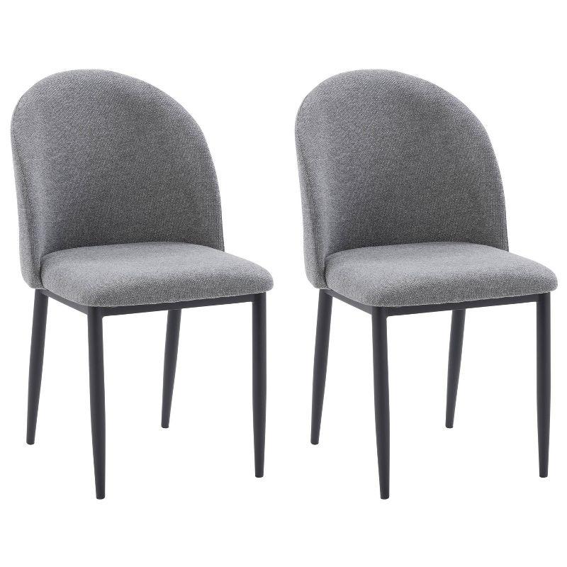 Gray Upholstered Side Chair with Black Metal Legs