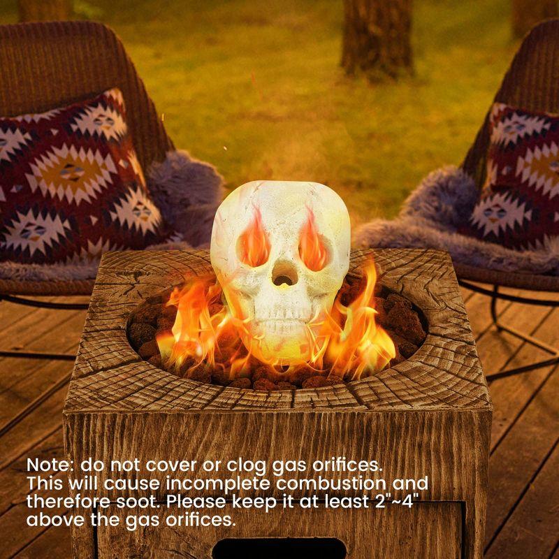 Costway Ceramic Fireproof Fire Pit Skull, Reusable Imitated Human Skull for Gas Beige/Black