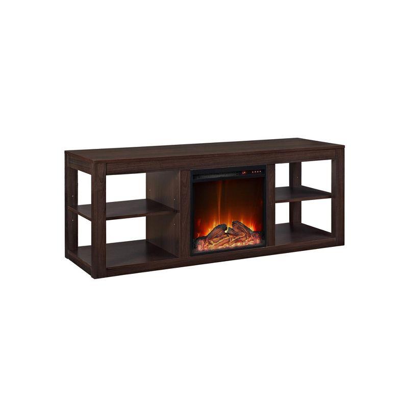 Parsons Espresso 59" Modern Electric Fireplace TV Stand with Cabinet