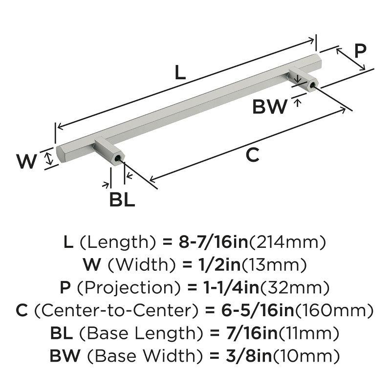 Amerock Caliber 6-5/16 inch (160mm) Center-to-Center Satin Nickel Cabinet Pull