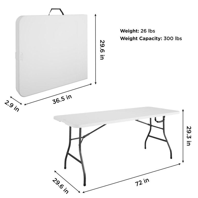 COSCO 6' Fold-in-Half Banquet Table with Handle and Locking Latch, White