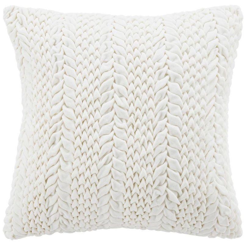 Contemporary White Square Plush Pleated Pillow 20"x20"