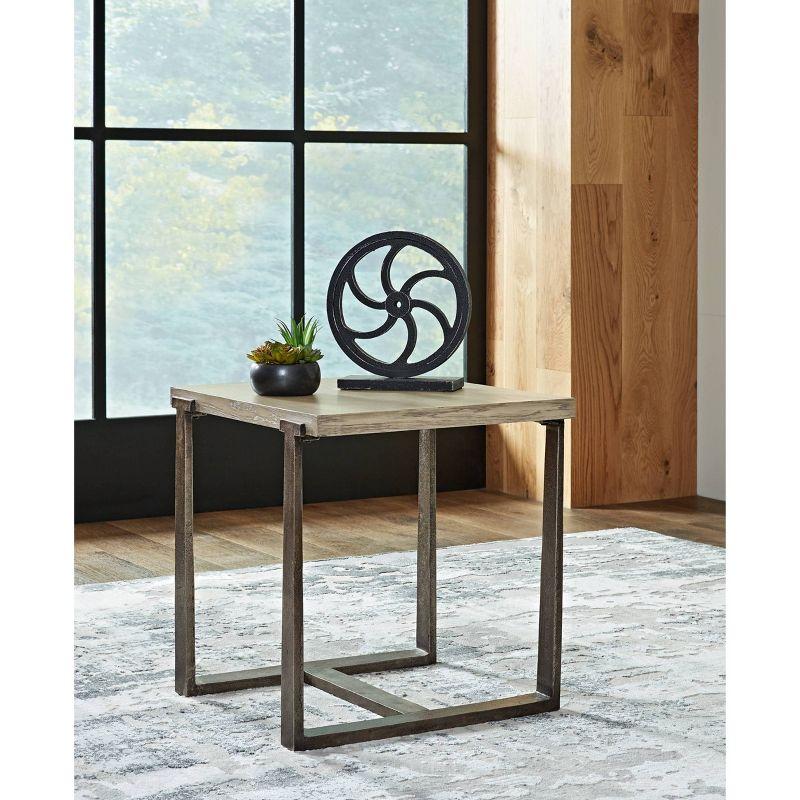 Contemporary Dalenville 22" Black and Gray Metal-Trimmed Wood End Table