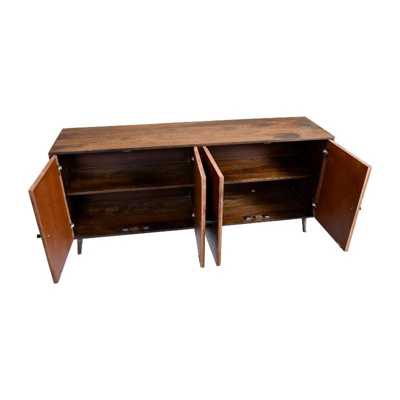 The Urban Port 65" Mango Wood Sideboard Buffet Cabinet Console 2 Door Sunburst Warm Brown