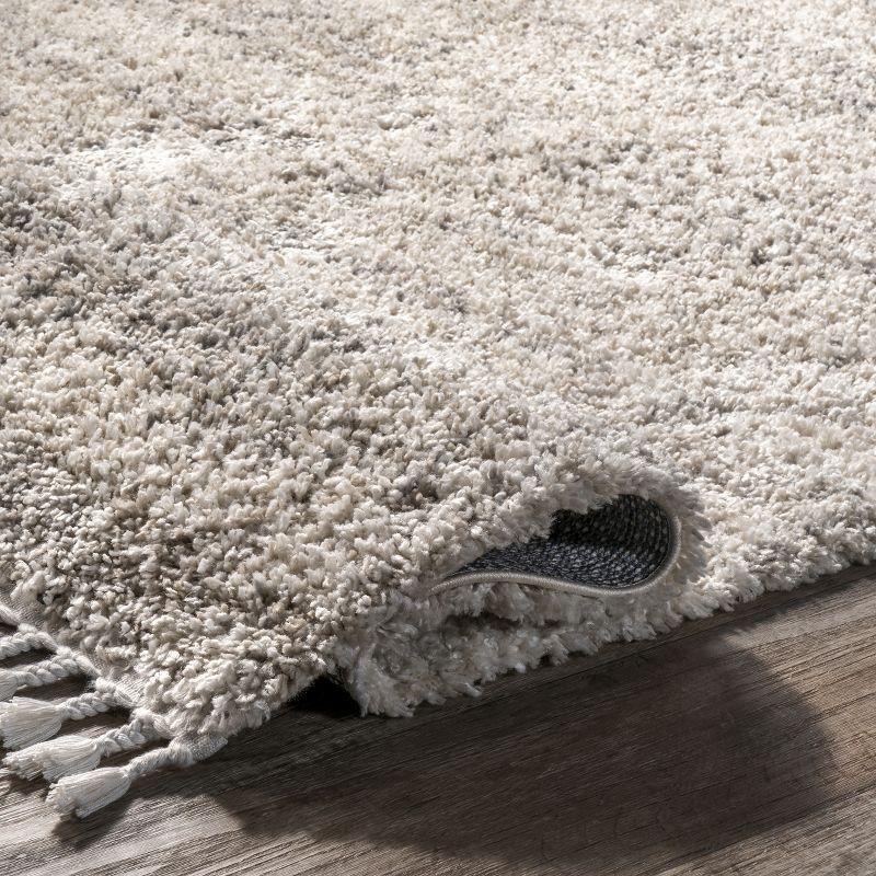 Ivory Braided Tassel 9' x 12' Shag Area Rug