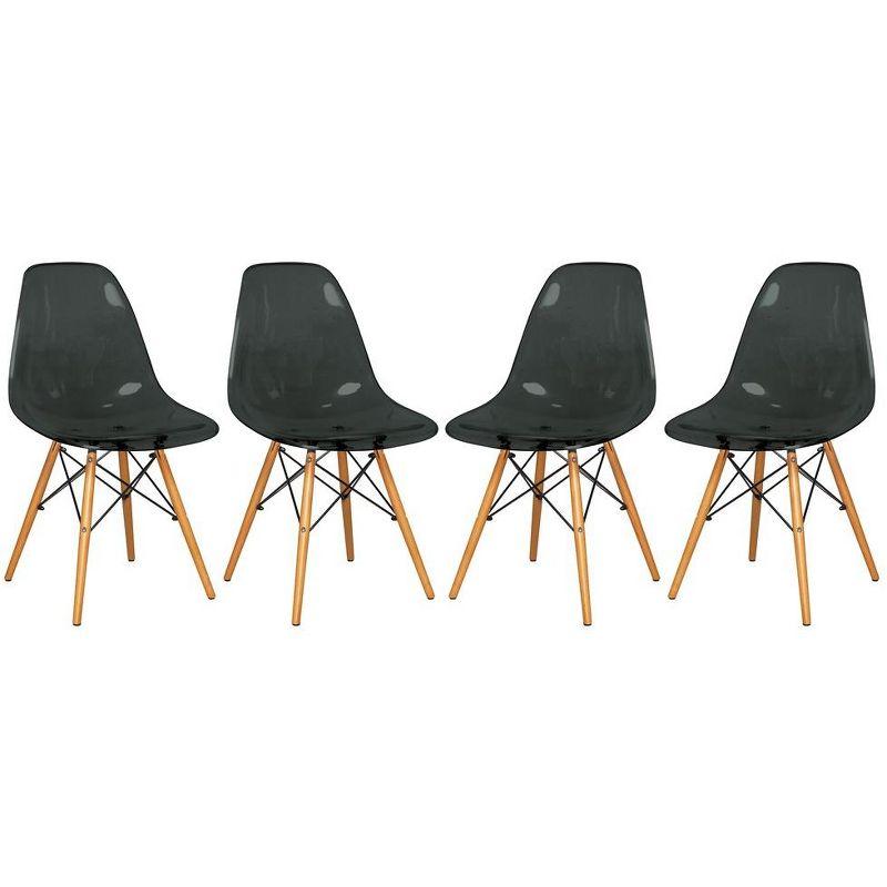 Transparent Black Cross Back Wood and Metal Side Chair