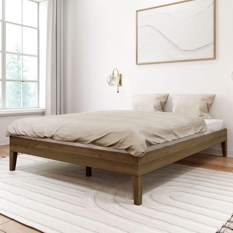 Plank+Beam Solid Wood Queen Platform Bed Frame, Matte Walnut