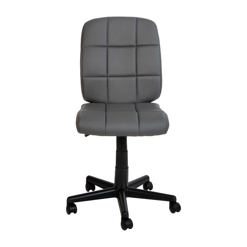 Sleek Modern Gray Vinyl Armless Swivel Task Chair