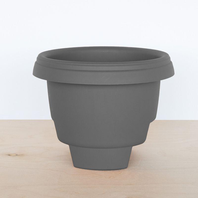 Bloem 12" Modica Deck Rail Round Planter, Charcoal