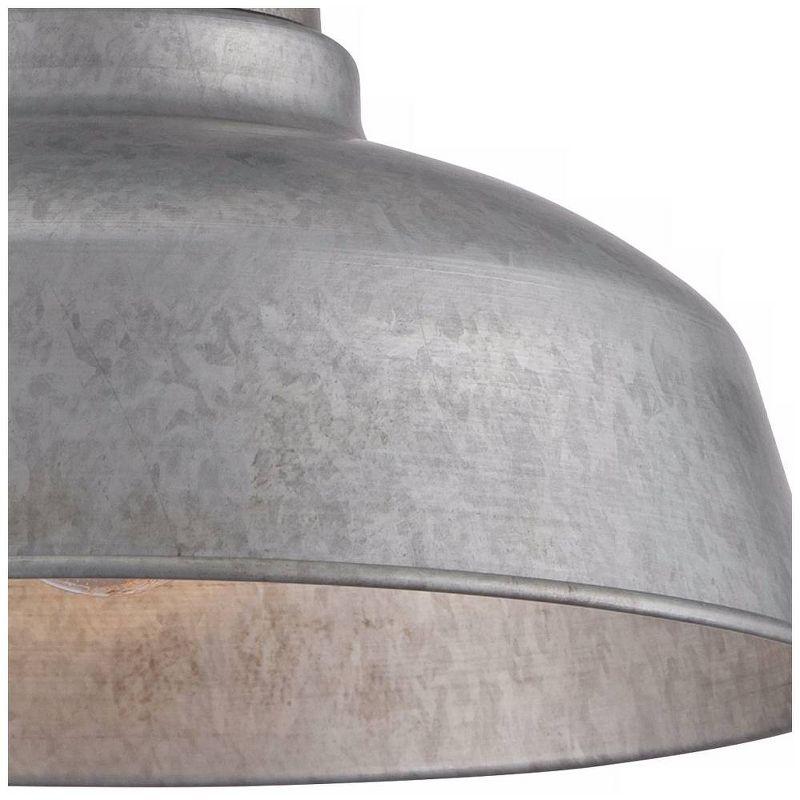 John Timberland Urban Barn Rustic Industrial Farmhouse Semi Flush Mount Outdoor Ceiling Light Galvanized Metal 8 3/4" for Post Exterior Barn Deck Yard