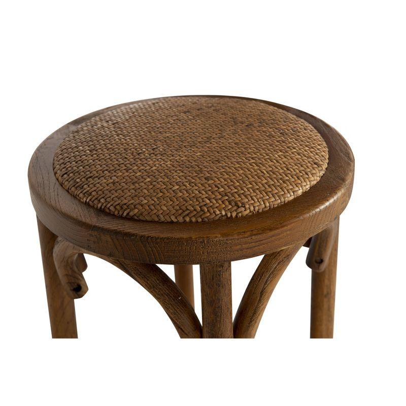 Dovecove Fredericksburg Round Rattan Seat Counter Stool with Solid Wood Frame