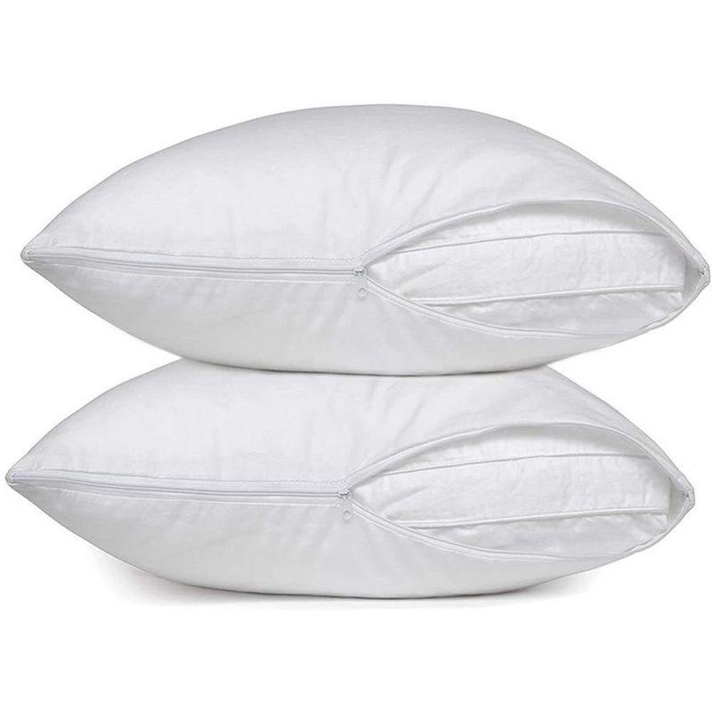 Circles Home 100% Cotton Breathable Pillow Protector with Zipper (4 Pack)