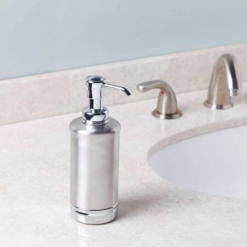 iDESIGN York Metal Soap Pump Split Finish: Satin Nickel Hand & Dish Lotion Dispenser, 8oz Capacity