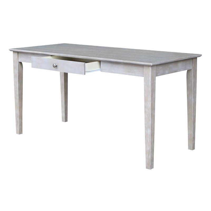 Transitional 60'' Washed Gray Taupe Home Office Desk with Drawer