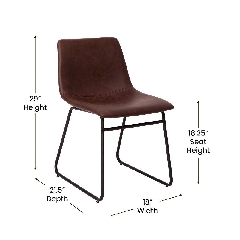 Emma and Oliver 18 Inch Indoor Dining Table Chairs, Dark Brown LeatherSoft/Black Frame-Set of 2