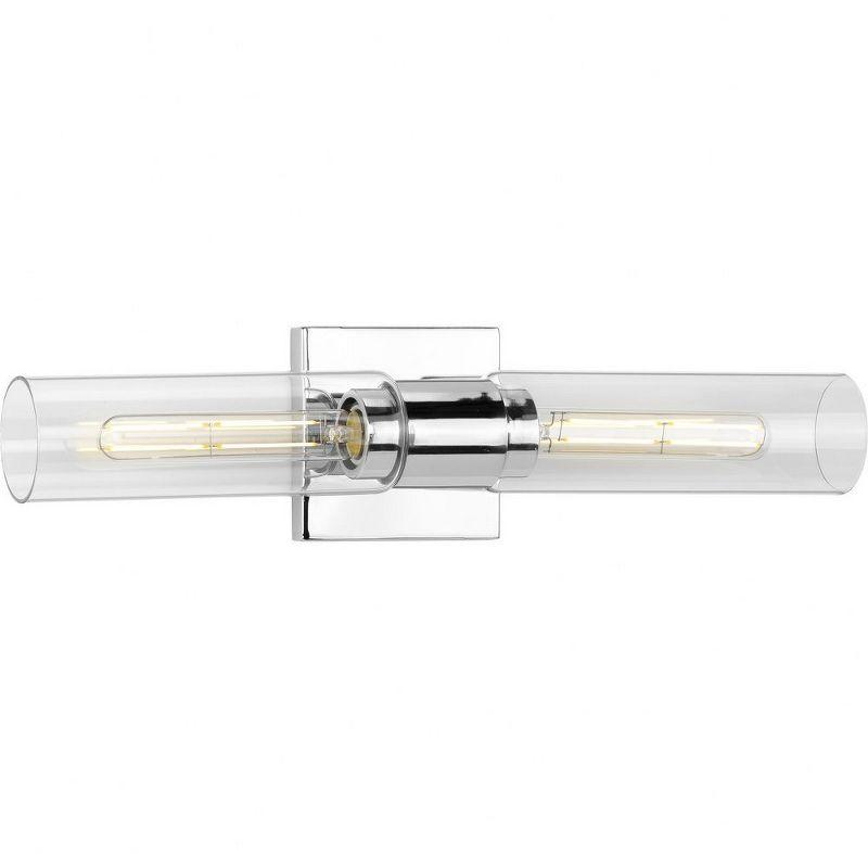 Progress Lighting Clarion 2-Light Bath Vanity Light, Polished Chrome, Glass Shade