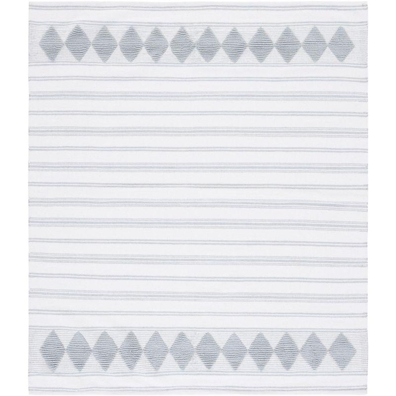 Ivory Flat Woven Cotton Handmade Square Rug, 6' x 6'