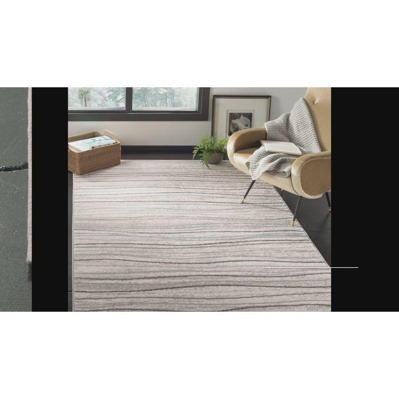 Silver & Beige Synthetic 4' x 6' Easy-Care Rectangular Rug