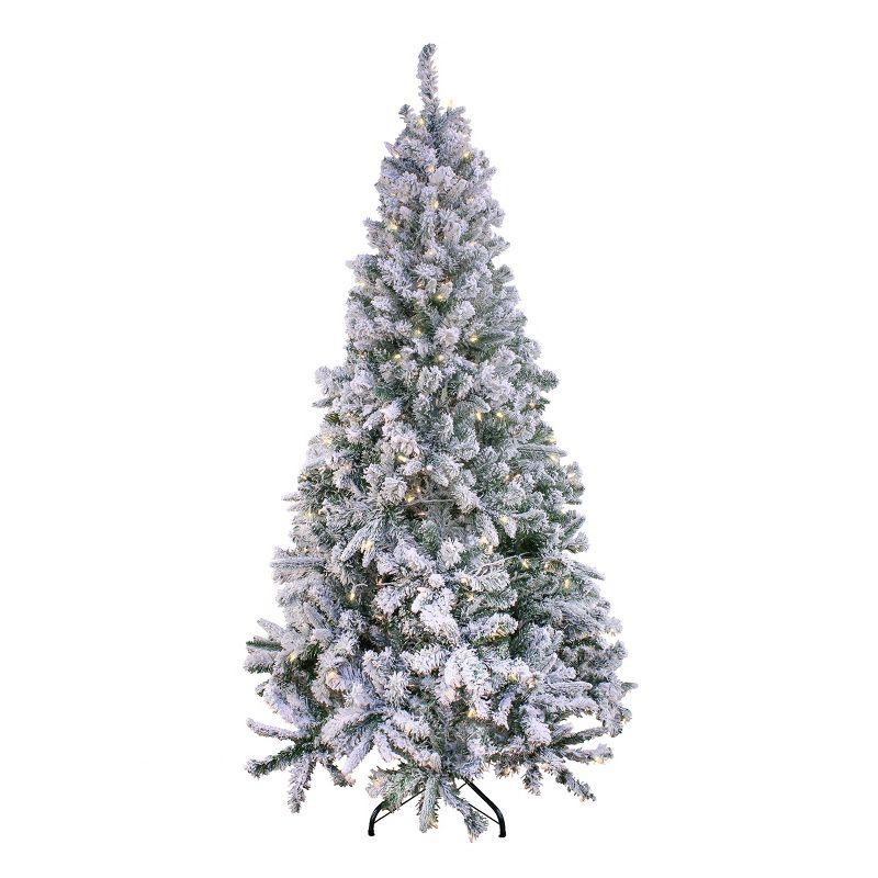 6.5' Snowy White Pine Artificial Christmas Tree with Clear Lights