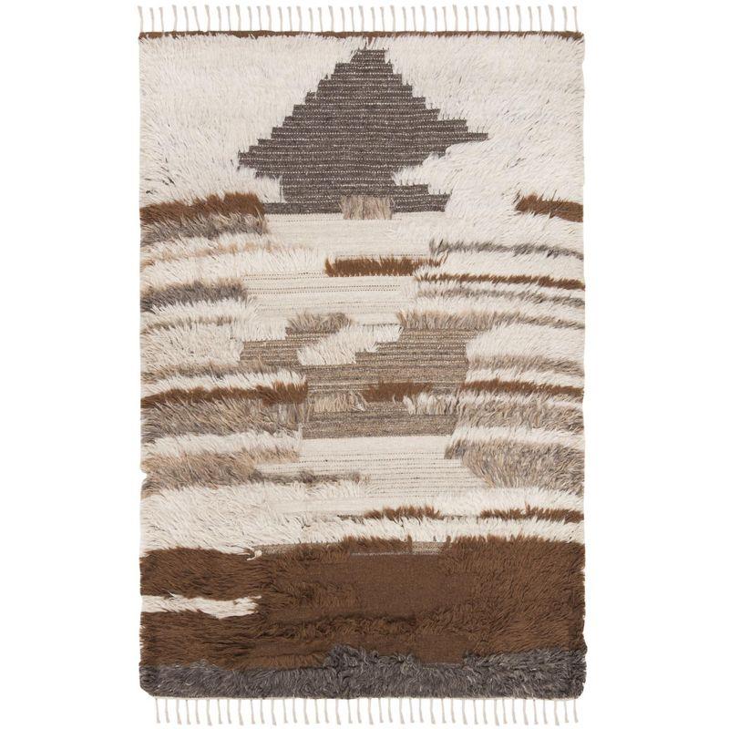 Alimatou Hand Knotted Wool/Cotton Abstract Rug in Gray/Brown