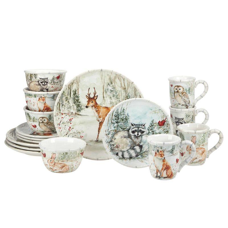 Winter's Walk Multicolor Ceramic 16-Piece Dinnerware Set