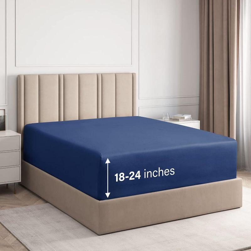 CGK Linens 400 Thread Count Cotton Fitted Sheet 18" - 24" Inch Extra Deep Pocket