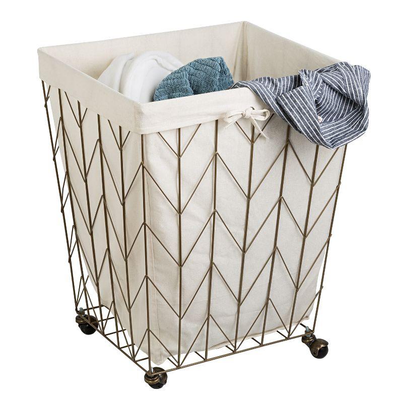 Honey-Can-Do Laundry Baskets Light Gold: Metal, Removable Liner, Wheels, Multipurpose, 25" Height, 8550 Volume Capacity