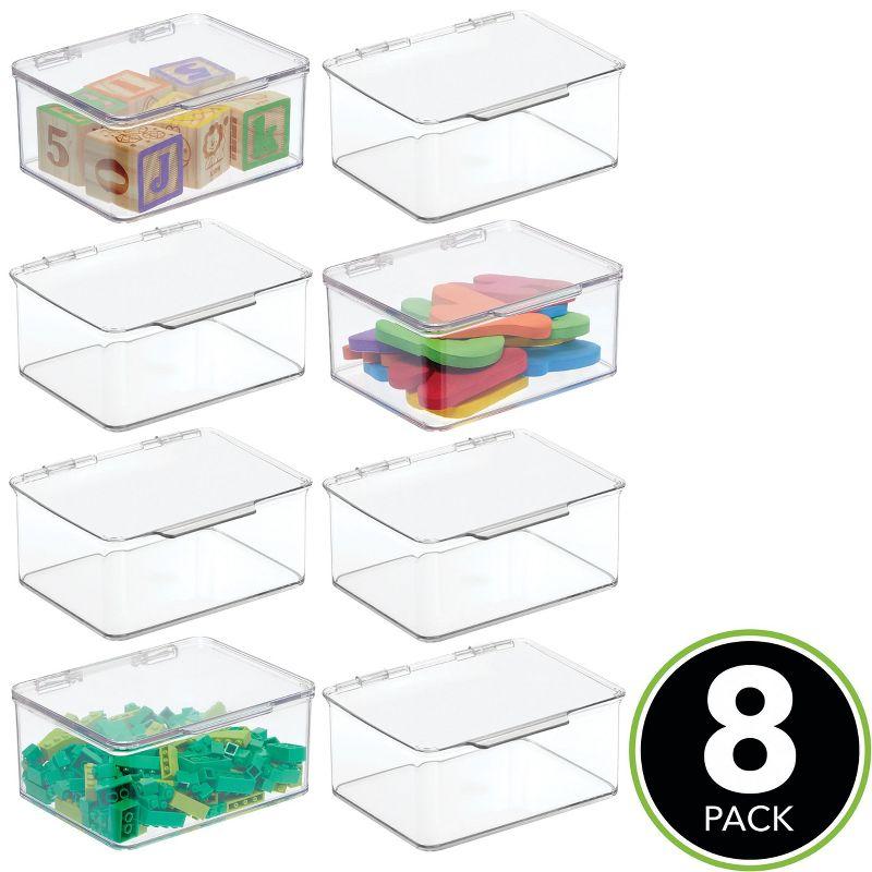 mDesign Plastic Playroom/Gaming Storage Organizer Box, Hinge Lid
