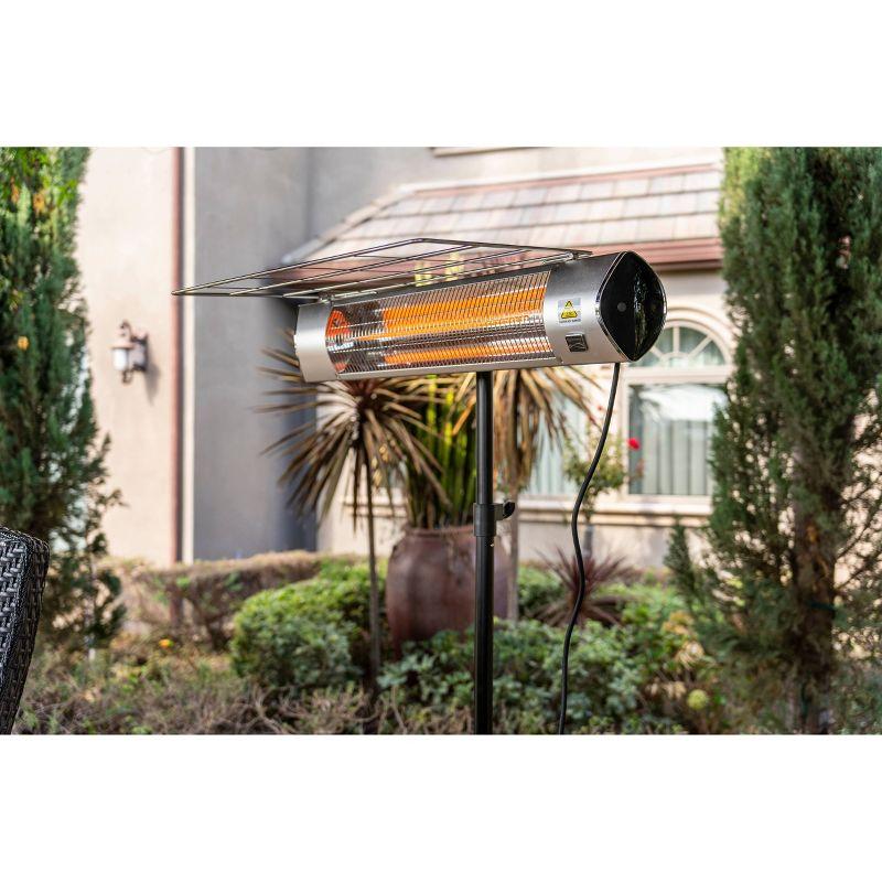 Kenmore Carbon Infrared 1500W Electric Patio Heater with Tripod & Remote Silver: Indoor/Outdoor Use, 130 Sq Ft Coverage