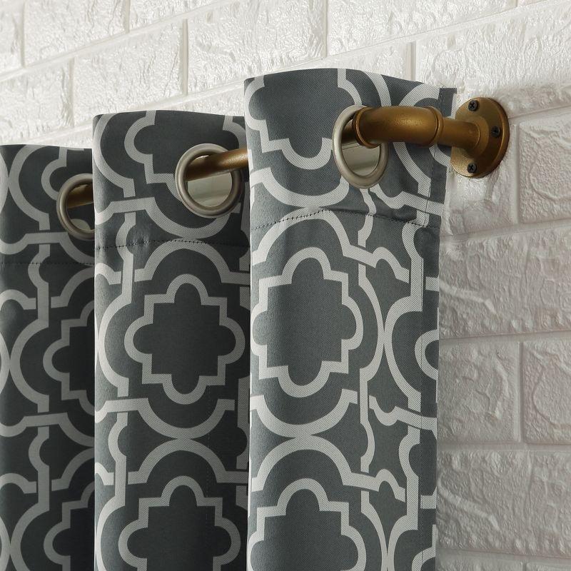 40"x84" Sun Zero Blackout Barnett Trellis Grommet Curtain Panel Gray: Thermal Insulated, Energy Efficient, Noise Reduction