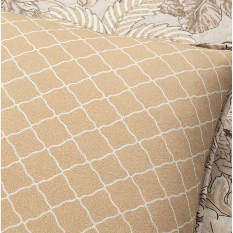 Beige Standard Cotton Reversible 3 Piece Quilt Set