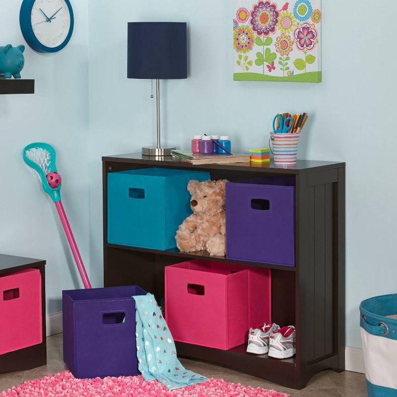 Espresso Beadboard-Inspired Kids' Horizontal Bookcase with Storage Cubes