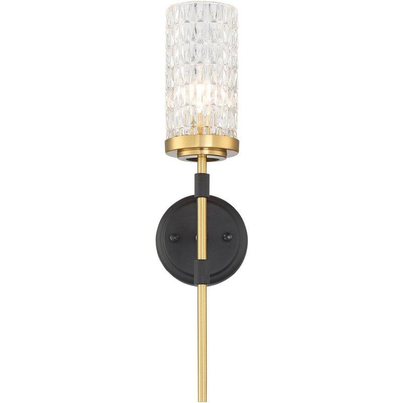 Black and Brass Cylinder Glass Vanity Wall Sconce