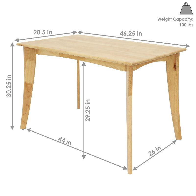 Sunnydaze Indoor 4-Foot Solid Rubberwood Rectangular Dining Table - Natural