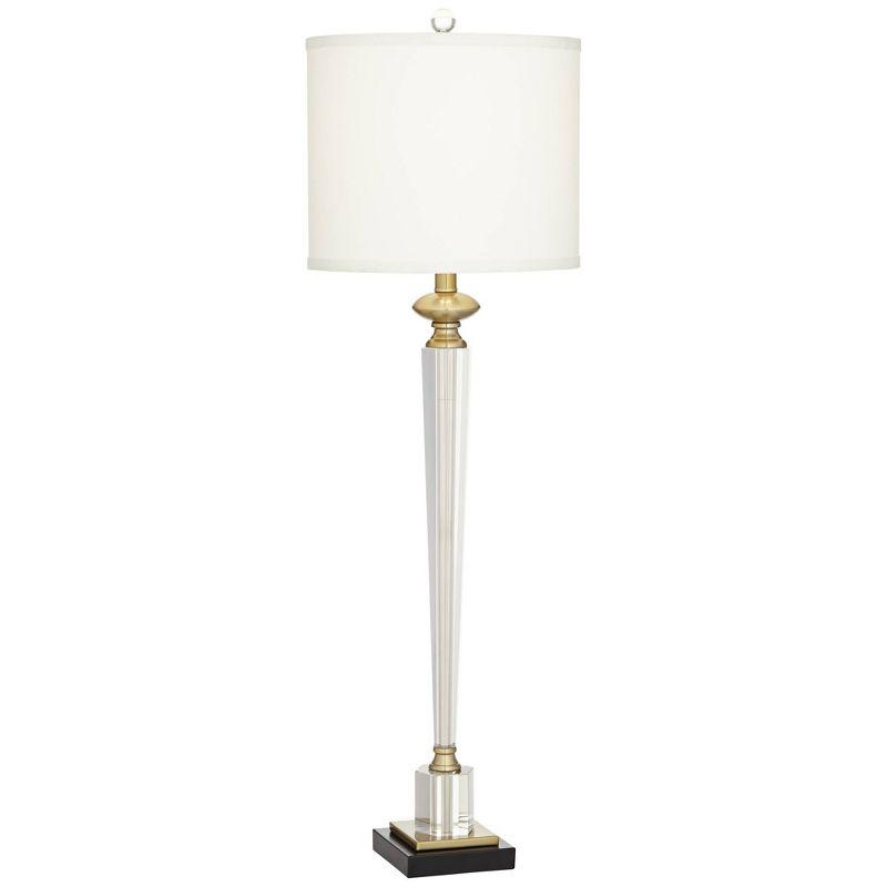 Elegant Hexagonal Crystal Glass Table Lamp with White Drum Shade