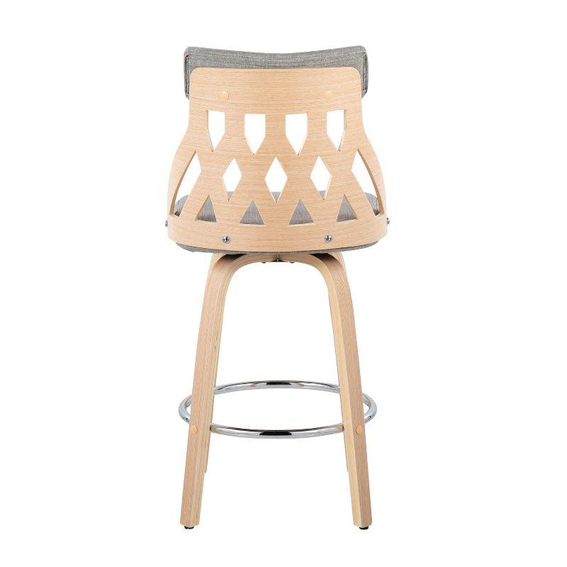 Natural Wood and Light Grey Swivel Counter Stool